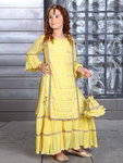 *Жёлтый индийское национальное платье / костюм для девочки из креп-жоржета с пайетками