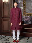 *Бордовый хлопко-шёлковый индийский мужской костюм с бисером