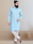 *Синий хлопковый индийский национальный мужской костюм