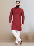 *Бордовый индийский национальный мужской костюм из хлопка