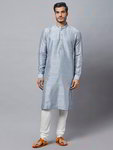 *Синий хлопковый и шёлковый индийский национальный мужской костюм
