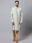 *Зелёный шёлковый индийский национальный мужской костюм
