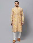 *Жёлтый индийский национальный мужской костюм из хлопка с шёлком