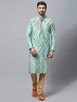 *Зелёный хлопко-шёлковый индийский национальный мужской костюм