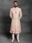 *Персиковый шёлковый индийский свадебный мужской костюм