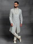 *Зелёный шёлковый индийский свадебный мужской костюм с пайетками