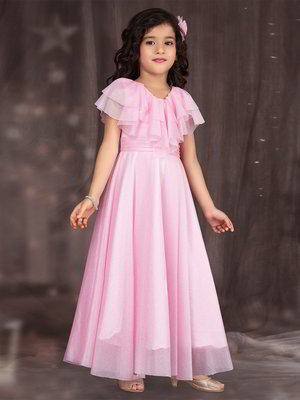 Розовый индийское платье «в пол» / костюм для девочки из лайкры с короткими рукавами