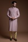 *Лавандовый индийский национальный мужской костюм из шёлка