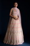 *Персиковый индийский женский свадебный костюм лехенга (ленга) чоли из органзы без рукавов, украшенный вышивкой
