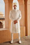 *Белый шёлковый индийский свадебный мужской костюм / шервани