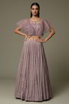 *Фиолетовый и сиреневый индийский женский свадебный костюм лехенга (ленга) чоли из органзы и шёлка, украшенный вышивкой