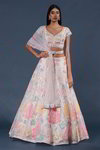 *Жемчужный и белый индийский женский свадебный костюм лехенга (ленга) чоли из фатина с короткими рукавами, украшенный аппликацией с пайетками, перламутровыми бусинками