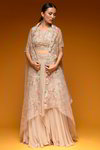 *Белый и цвета айвори шифоновый индийский женский свадебный костюм лехенга (ленга) чоли без рукавов, украшенный вышивкой
